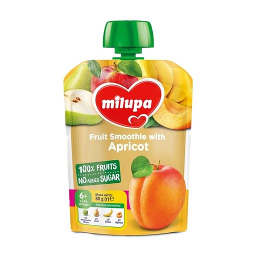 Пюре Milupa МВ фруктове Яблуко, Груша, Банан, Абрикос з 6 міс 100г (пауч)