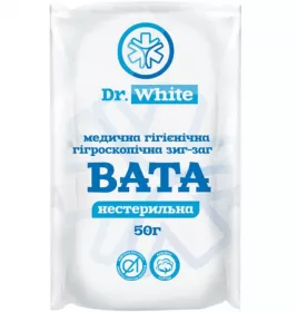 *Вата медична гігроскопічна нестерильна 50г зигзаг DR. WHITE