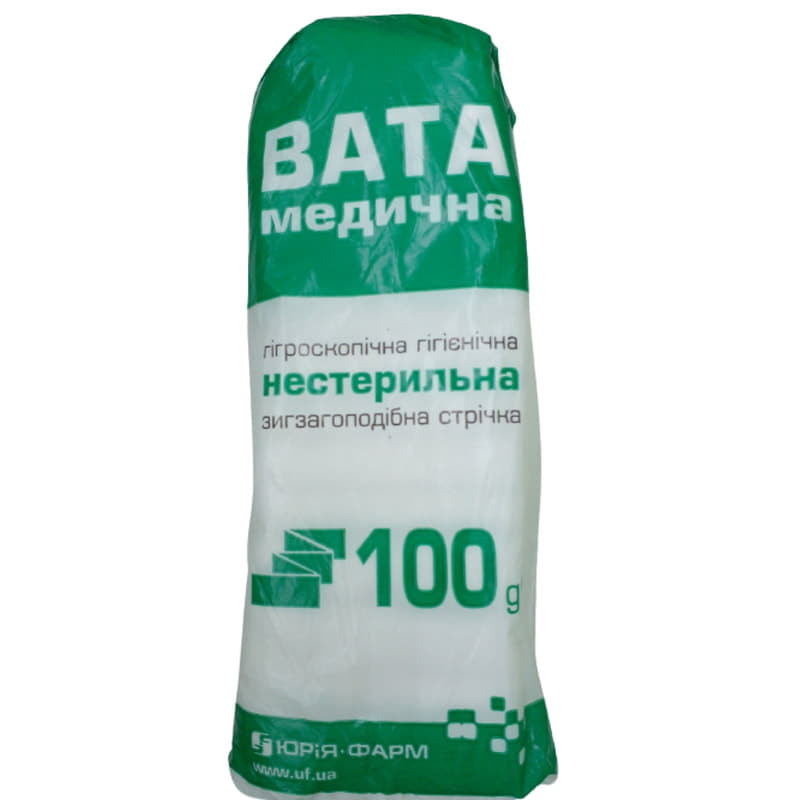 *Вата Юрия-фарм н/стер. 100 г №1 зиг-заг *Вата Юрия-фарм н/стер. 100 г №1 зиг-заг