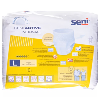 Трусы SENI ACTIVE NORMAL поглощающие для взрослых large №10 Трусы SENI ACTIVE NORMAL поглощающие для взрослых large №10