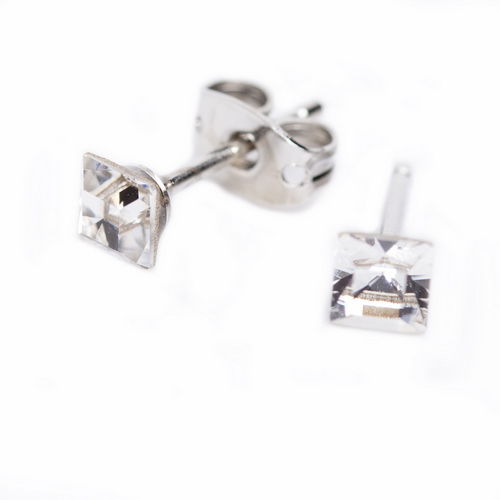 Сережки Dr.Biju Квадрат 4,0мм Кристалл