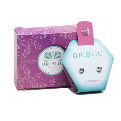 Сережки Dr.Biju Квадрат 4,0мм Кришталь