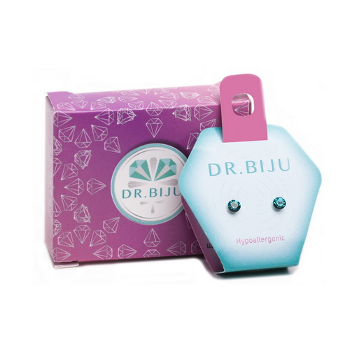 Сережки Dr.Biju Сириус 4,0мм Голубой цирконий