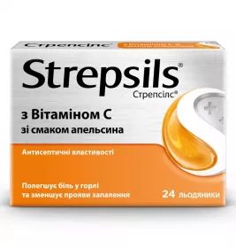 Стрепсилс с витамином C апельсин леденцы 24 шт.