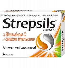 Стрепсілс з вітаміном C апельсин льодяники 24 шт.
