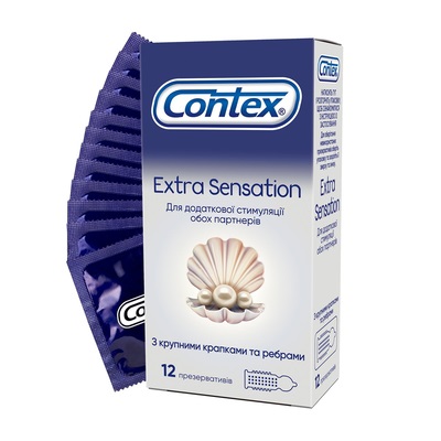 Презервативы Contex Extra Sensation с крупными точками и ребрами №12 Презервативы Contex Extra Sensation с крупными точками и ребрами №12