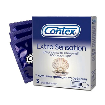Презервативы Contex Extra Sensation с крупными точками и ребрами №3 Презервативы Contex Extra Sensation с крупными точками и ребрами №3