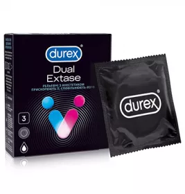 Презервативы Durex Dual Extase рельефные с анестетиком №3