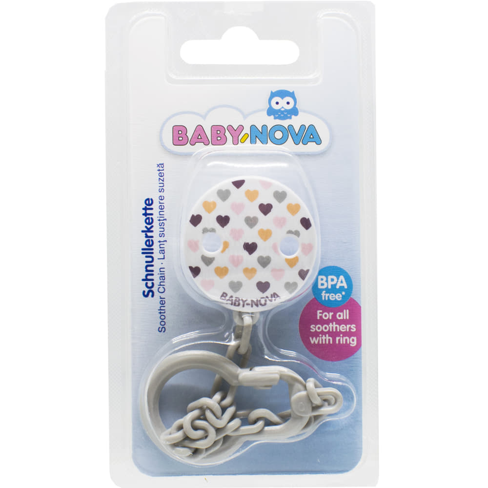 *Прищепка Baby-nova 34133-1 Сердце с цепочкой для пустышки *Прищепка Baby-nova 34133-1 Сердце с цепочкой для пустышки