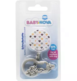 *Прищепка Baby-nova 34133-1 Сердце с цепочкой для пустышки