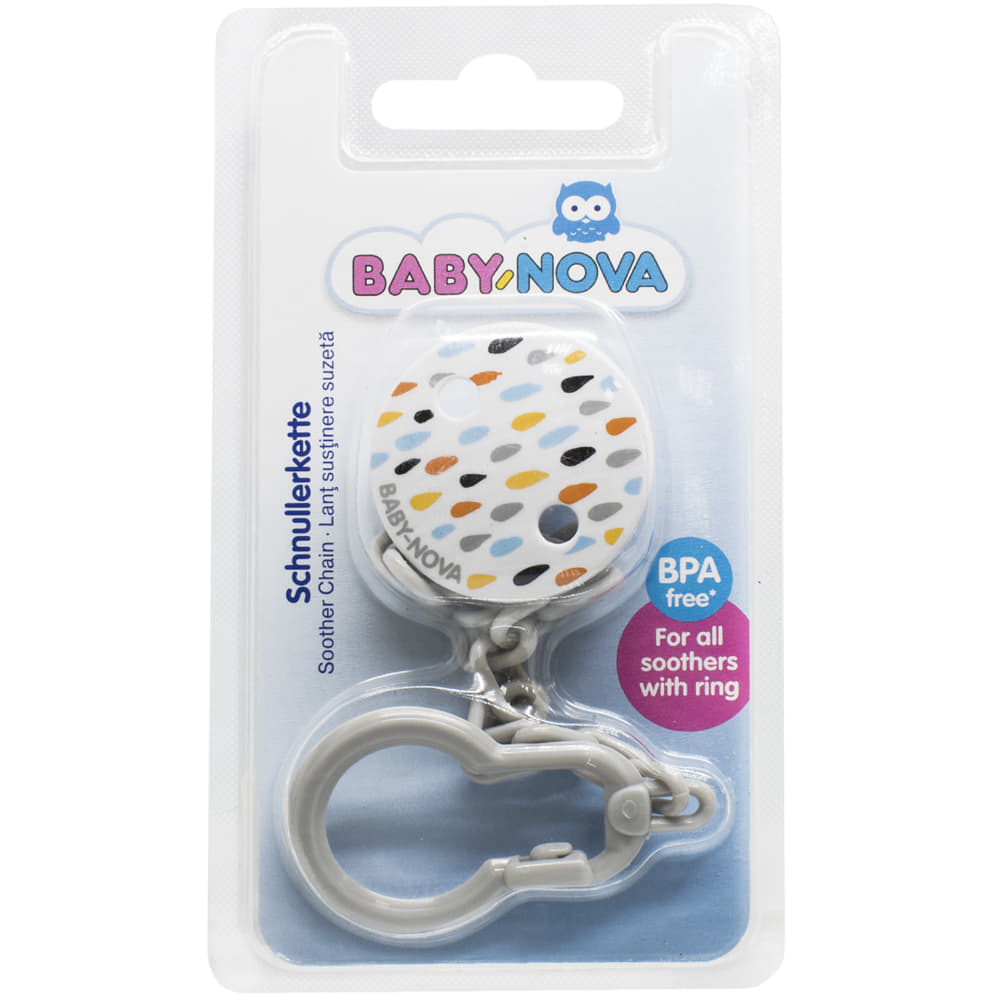 *Прищіпка Baby-nova з ланцюжком для пустушки Крапля