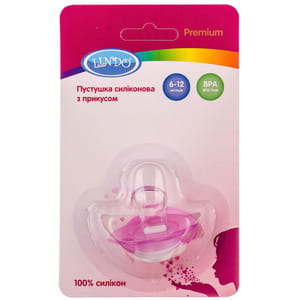 Пустушка Lindo А032 силіконова з прикусом 6-12 міс