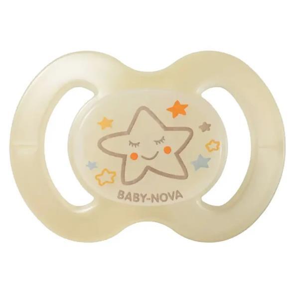 *Пустушка Baby-nova сил.ортодонт Нічна р1, бежевий 1 шт