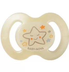 *Пустушка Baby-nova сил.ортодонт Нічна р1, бежевий 1 шт