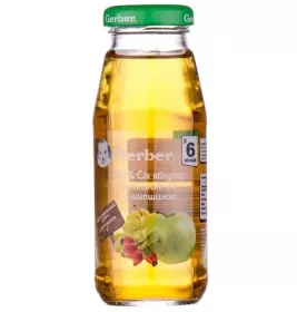 *Сік Gerber Яблучно-виноградний з шиповником 175 мл
