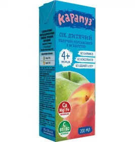 *Сік Карапуз яблучно-персиковий з м'якоттю з 4-х міс.200мл