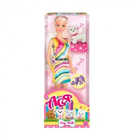 Кукла Ася 28 см Прогулянка із собачкою вар.1