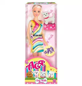 Кукла Ася 28 см Прогулянка із собачкою вар.3