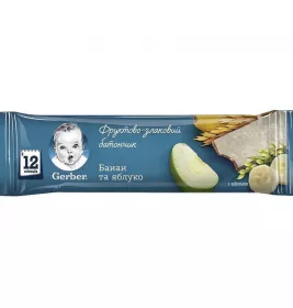 *Батончик Gerber фруктово-злаковый банан, яблоко 25г