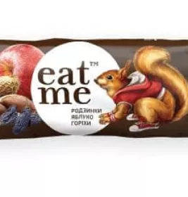 Батончик Eat me родзинки, яблуко, горіхи у чорному шоколаді 33/40г