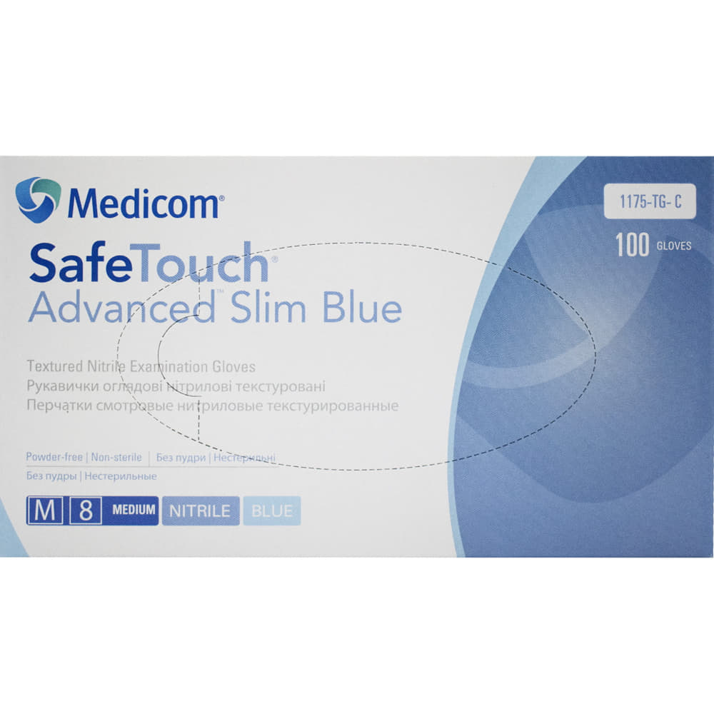 *Перчатки Safe-Touch Advanced Slim см.нитр.текст.н/ст.б/п.р.М голубые (50 пар) *Перчатки Safe-Touch Advanced Slim см.нитр.текст.н/ст.б/п.р.М голубые (50 пар)