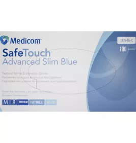 *Перчатки Safe-Touch Advanced Slim см.нитр.текст.н/ст.б/п.р.М голубые (50 пар)