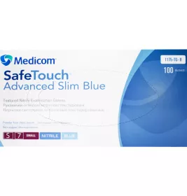 *Перчатки Safe-Touch Advanced Slim см.нитр.текст.н/ст.б/п.р.S голубые (50 пар)