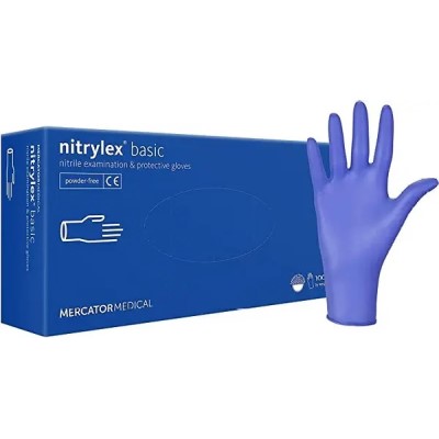 *Перчатки NITRYLEX BASIC смотр.нитрил.н/ст.б/пудры р.М пара (100шт. в уп.)