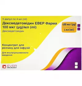 Дексмедетомідину гідрохлорид р-н д/ ін.100мкг/мл амп.4мл №5