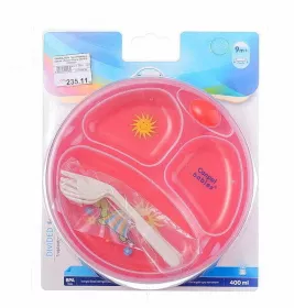 *Тарелка Canpol с двойным дном с ложкой с вилкой