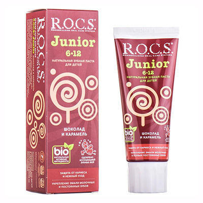 Зубна паста Рокс Junior Шоколад та Карамель 74г