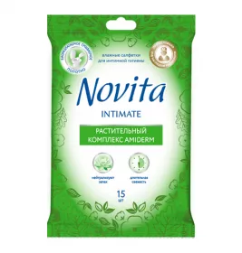 *Салфетки Novita для интимной гигиены Зеленый чай №15
