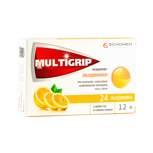 *Мультигрип льодяники з медом та лимоном №24