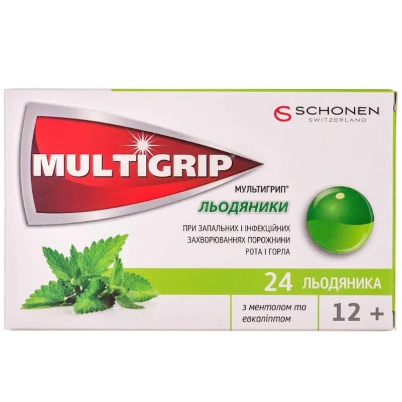 *Мультигрип льодяники з ментолом та евкаліптом №24 