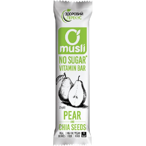 Батончик-мюслі Здоровий перекус груша-насіння чіа 25г