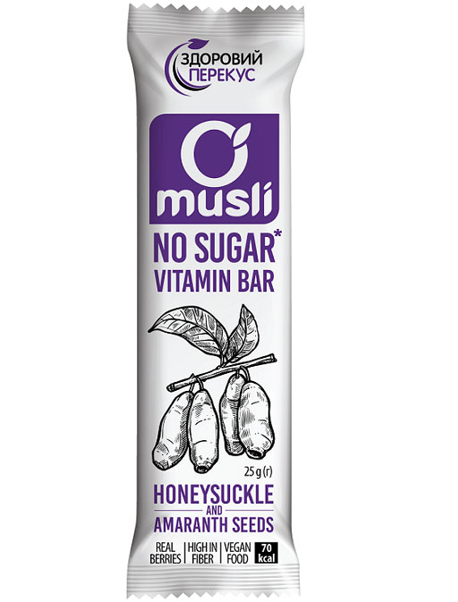 Батончик-мюслі Здоровий перекус жимолость-амарант 25г