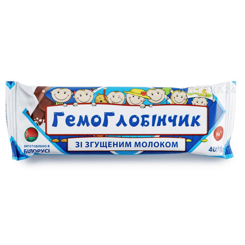 ГЕМОГЛОБИНЧІК зі згущенним молоком, плитка 40г