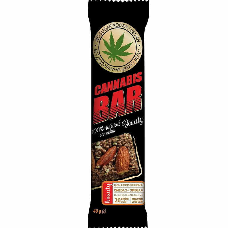 *Батончик-мюсли Cannabis Bar с миндалем и семенами каннабиса 40г *Батончик-мюсли Cannabis Bar с миндалем и семенами каннабиса 40г