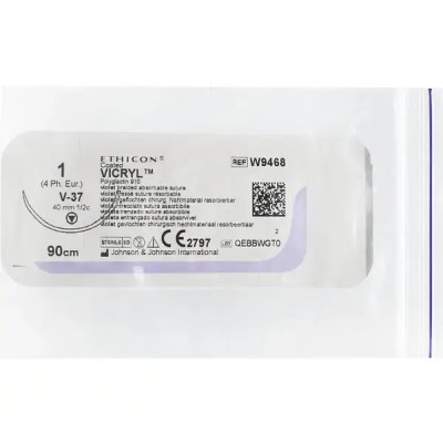 *Вікрил 1 W9468 голка кол-ріж.Tapercut 40мм 90см