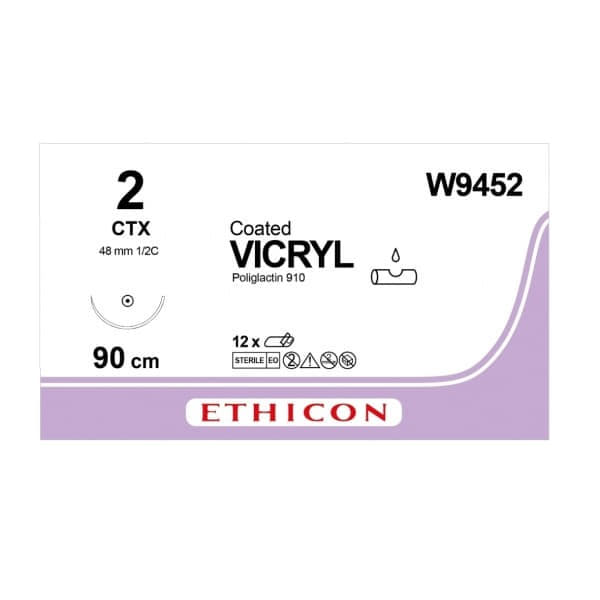 *Вікрил 2/0 W9452 M5 USP2 голка кол.Taper Point 48мм 1/2 кола 90см