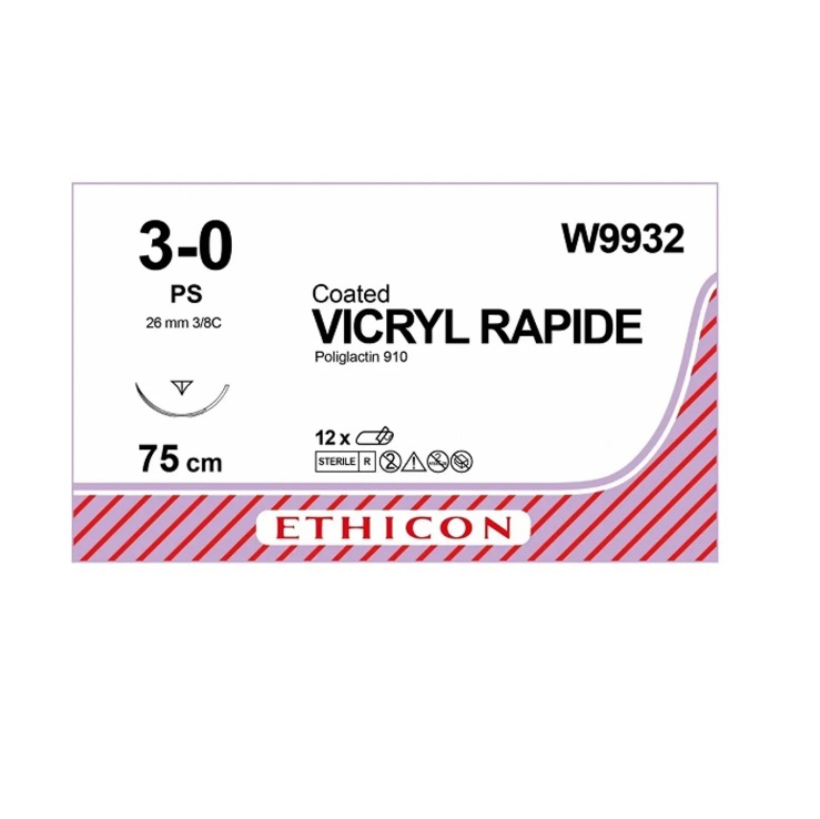 *Вікрил Рапід 3/0 W9932 голка зворотньо-ріжуча 3/8 кола 26мм 75см