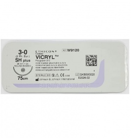 Вікрил 3-0 W9120 голка кол.Taper Point 26мм 1/2 кола 75см