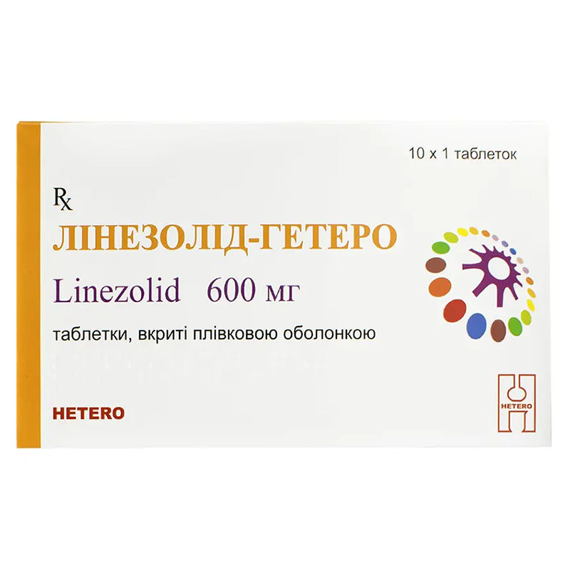 Лінезолід-Гетеро таблетки по 600 мг 10 шт. (10х1)