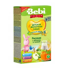 *Каша Bebi Преміум молочна рисова з яблуком і гарбузом 200г