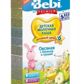 *Каша Bebi Премиум молочная овсяная с бананом и грушей 200г