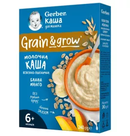 Каша Gerber молочная овсяно-пшеничная банан, манго 240г
