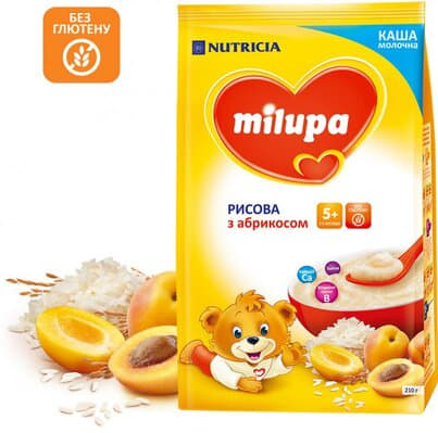 *Каша Milupa молочная рисовая с абрикосом с 6 мес 230 г