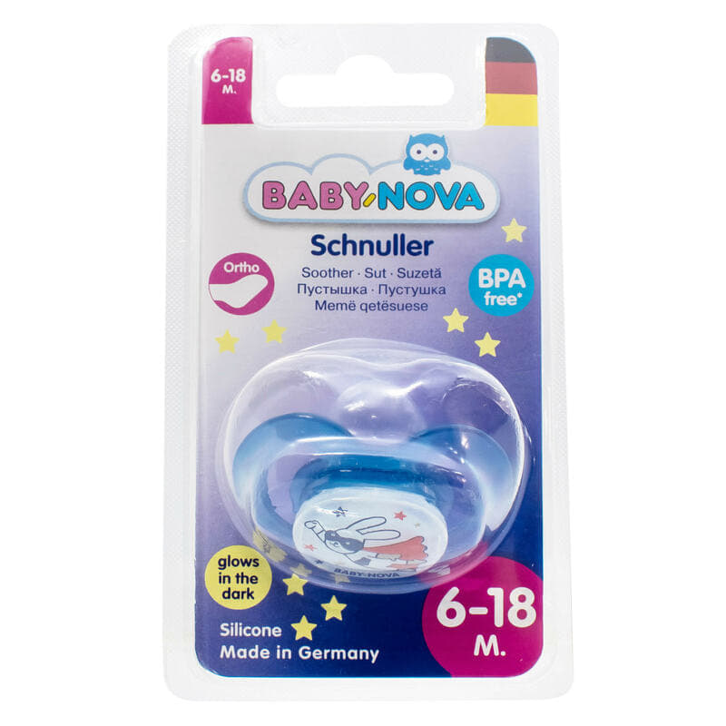 Пустушка Baby-nova сил ортодонт Нічна р.2 блакитна 1шт