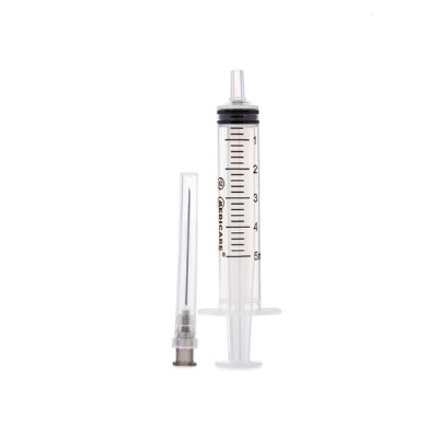 *Шприц Luer Slip 2-х комп. с 1-й иглой 22G (0.7х38мм) 5мл №1 Medicare *Шприц Luer Slip 2-х комп. с 1-й иглой 22G (0.7х38мм) 5мл №1 Medicare