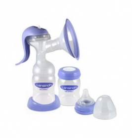 Молоковідсмоктувач Lansinoh ручний (накладка Comfort Fit™, 1 пляш. 160 мл, зап. частини, соска Natural Wave)